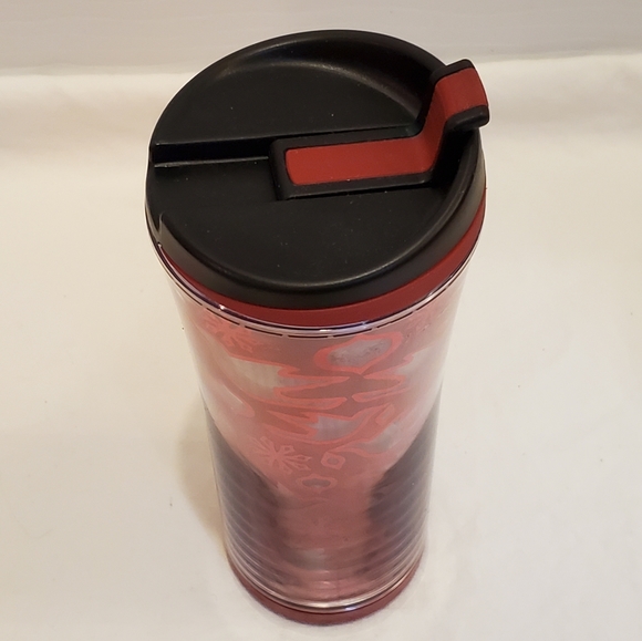2008 Starbucks Plastic Christmas Red Doves Travel Tumbler To Go Mug 12oz NWT - Picture 3 of 5